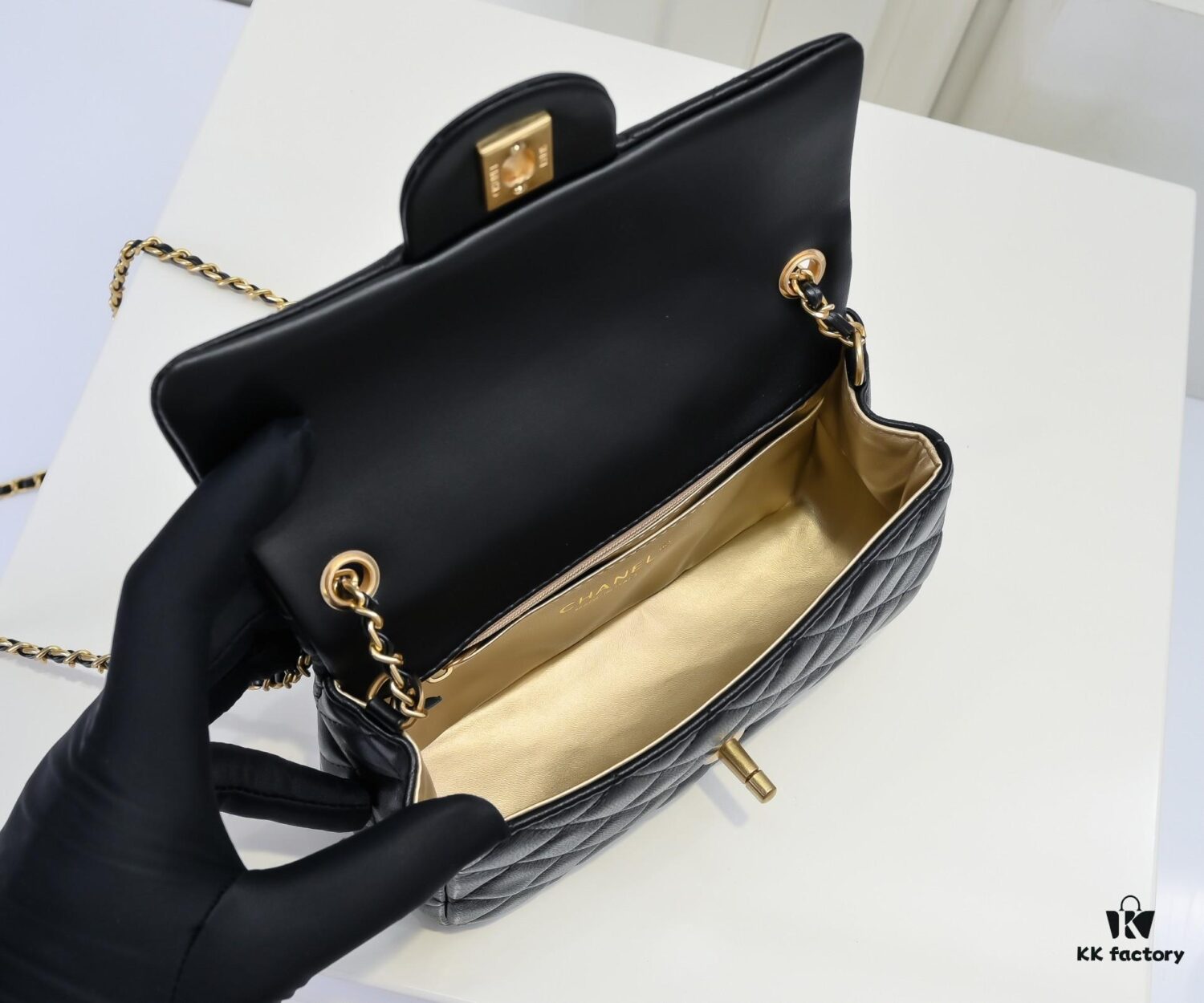 69305242f09edb6de4c4ede9 Large Khaki Chanel CF Mini Metal Flap Bag 9021 - Trending Global Hit with Decorative Gold Ball on Chain