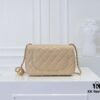 69305244f09edb6de4c4eded Large Beige Chanel CF Mini Metal Flap Bag - Bestseller with Decorative Gold Ball on Chain