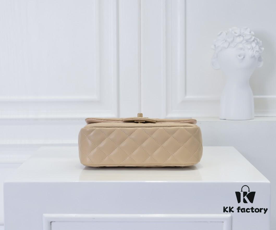 69305244f09edb6de4c4edee Large Beige Chanel CF Mini Metal Flap Bag - Bestseller with Decorative Gold Ball on Chain