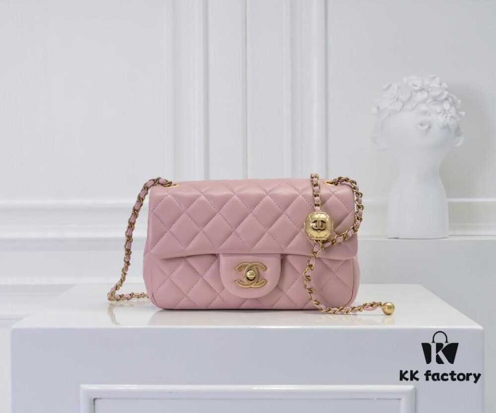 69305247f09edb6de4c4edf1 Large Pink Chanel CF Mini Metal Flap Bag Hot Selling Global Item with Small Golden Ball Accent