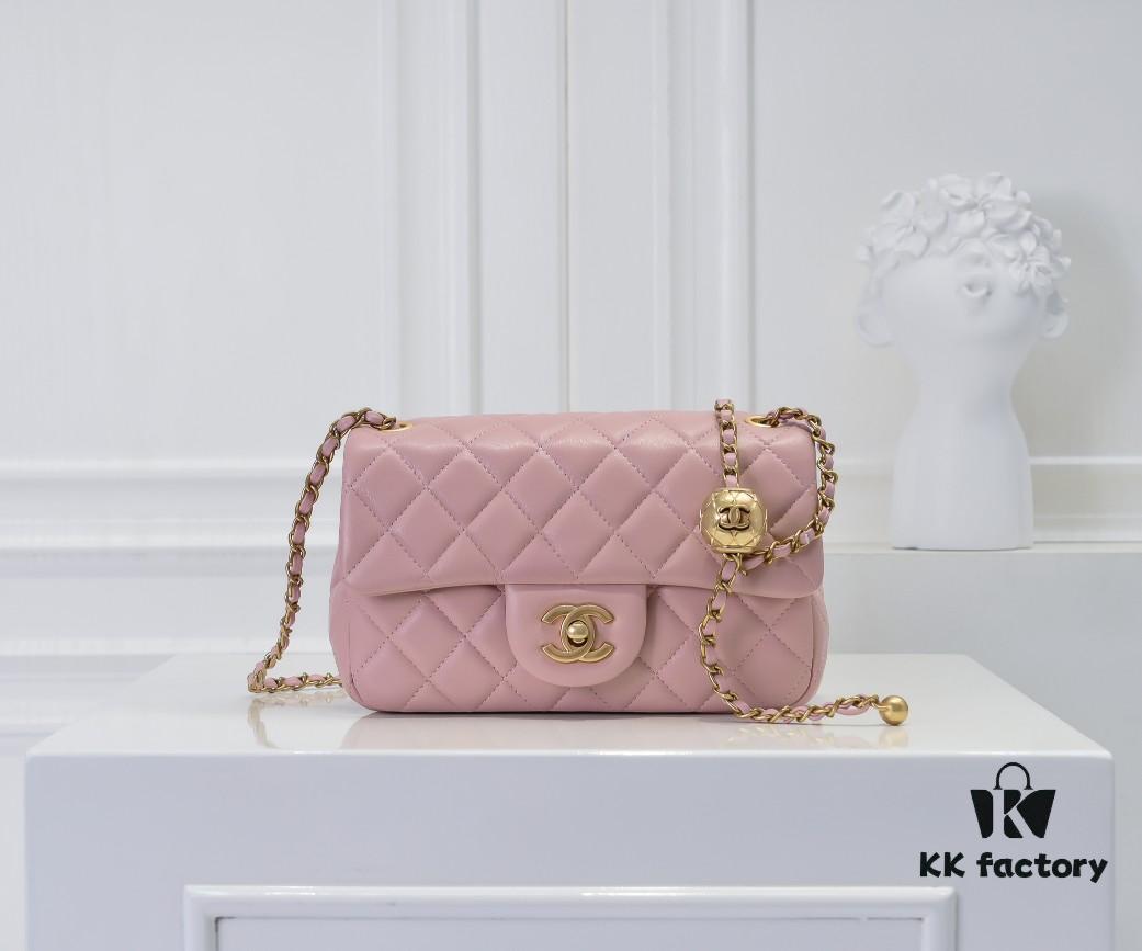 69305247f09edb6de4c4edf1 Large Pink Chanel CF Mini Metal Flap Bag Hot Selling Global Item with Small Golden Ball Accent