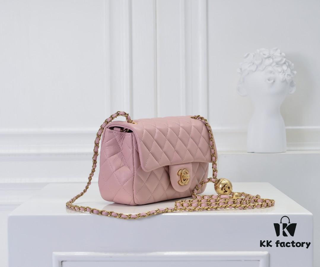 69305248f09edb6de4c4edf3 Large Pink Chanel CF Mini Metal Flap Bag Hot Selling Global Item with Small Golden Ball Accent