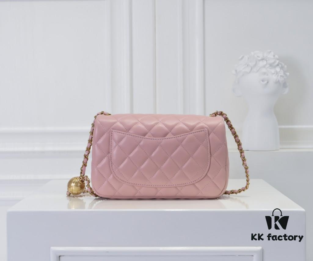 69305248f09edb6de4c4edf5 Large Pink Chanel CF Mini Metal Flap Bag Hot Selling Global Item with Small Golden Ball Accent