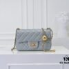 6930524bf09edb6de4c4edf8 Large Gray Goat Chanel CF Mini Flap Bag with Metal Chain and Small Gold Ball Accent