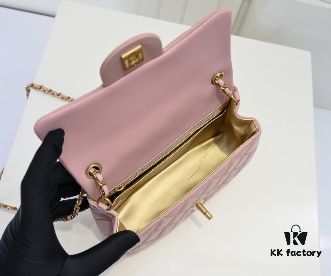 6930524cf09edb6de4c4edf9 Large Pink Chanel CF Mini Metal Flap Bag Hot Selling Global Item with Small Golden Ball Accent