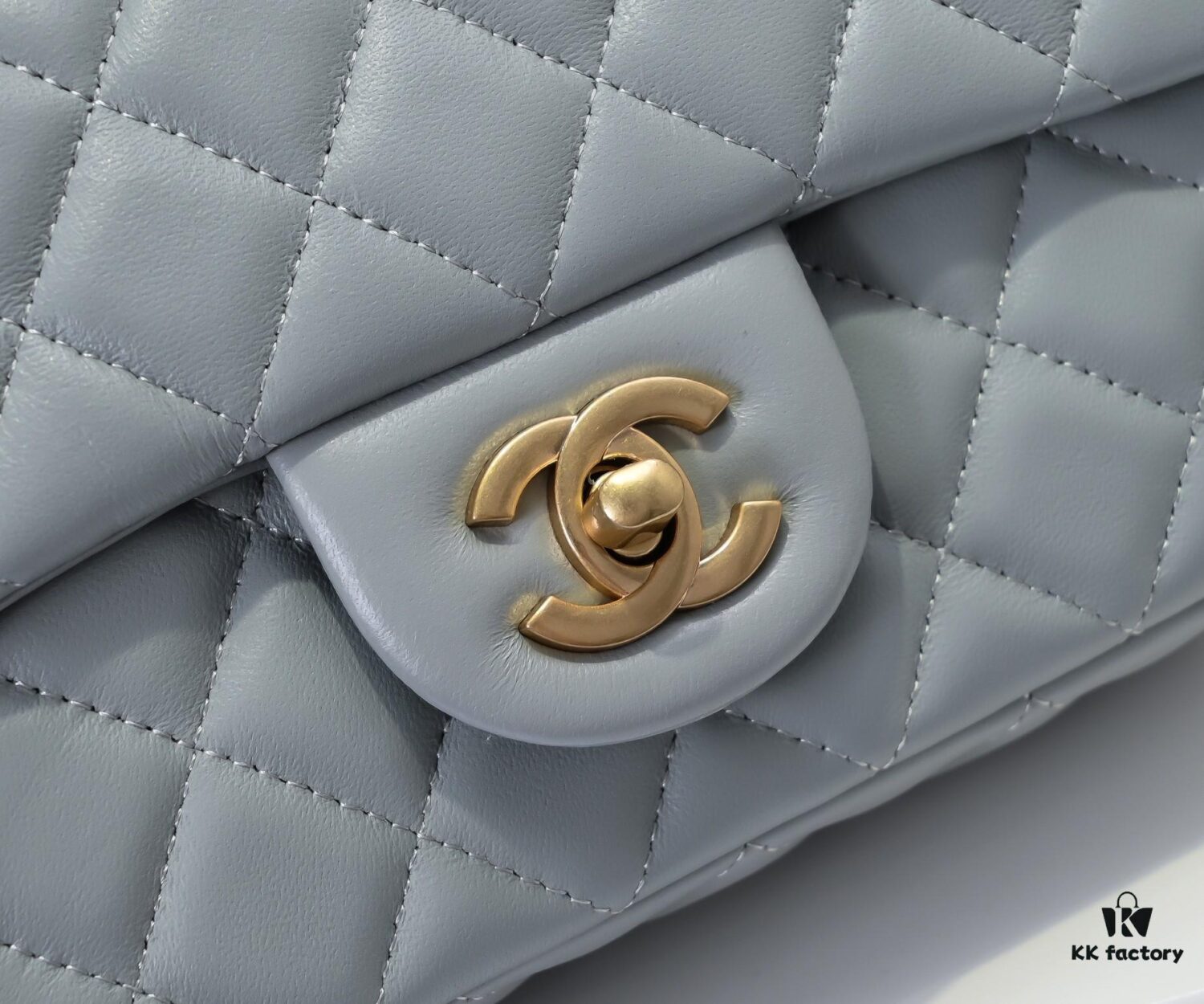 69305254f09edb6de4c4ee05 Large Gray Goat Chanel CF Mini Flap Bag with Metal Chain and Small Gold Ball Accent
