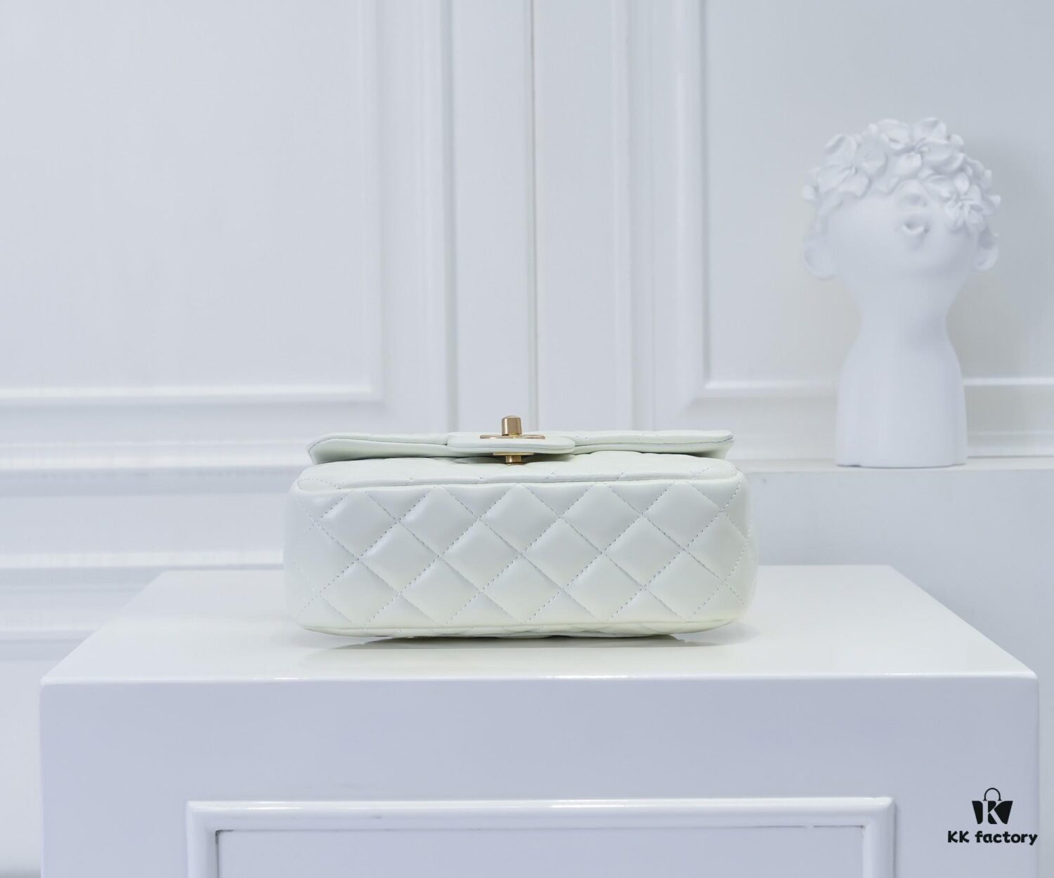 69305256f09edb6de4c4ee09 Large White Chanel CF Mini Chain Bag with Small Golden Ball Accent