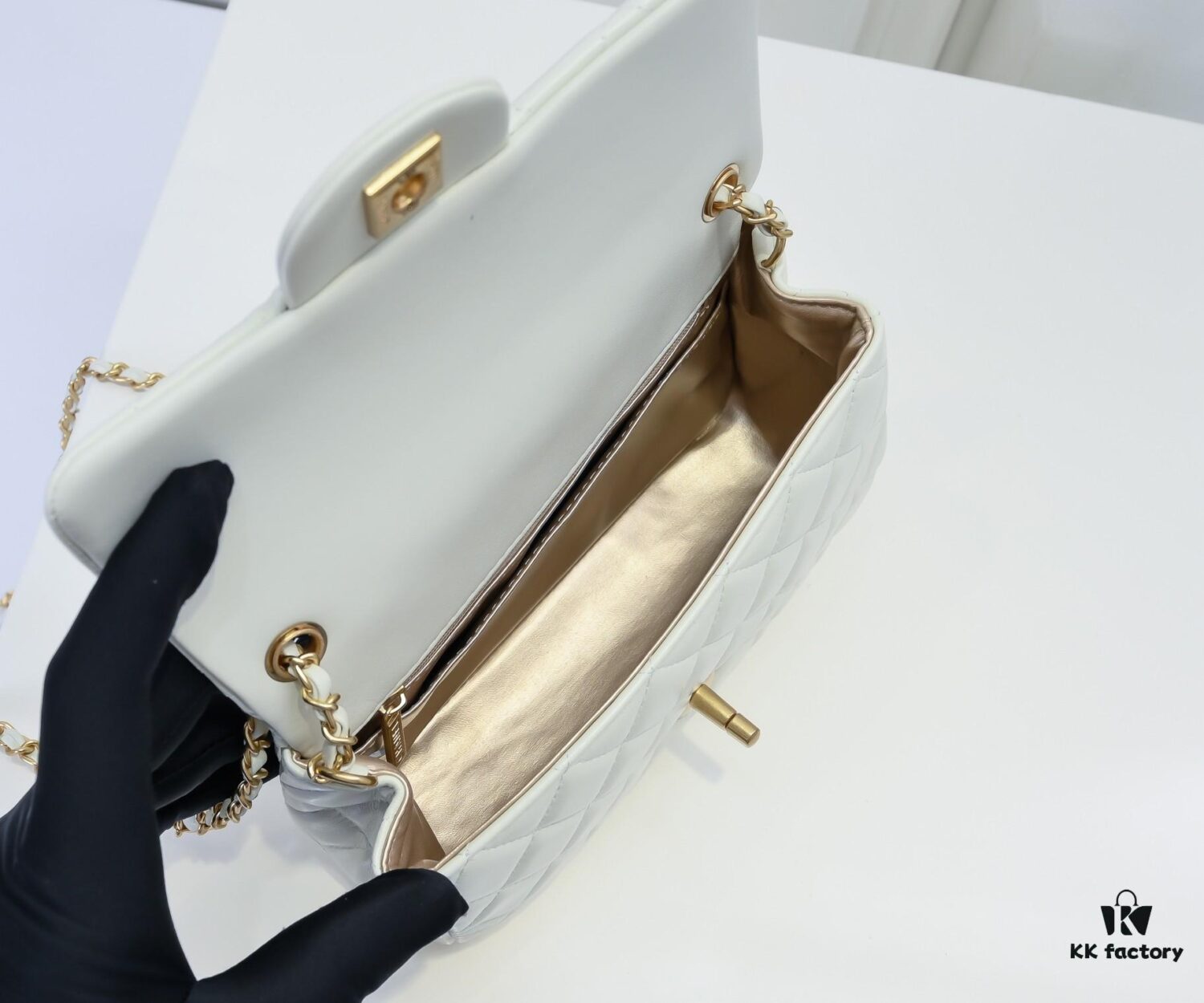 69305257f09edb6de4c4ee0b Large White Chanel CF Mini Chain Bag with Small Golden Ball Accent