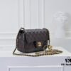 69305258f09edb6de4c4ee0d Large Chocolate Brown Chanel CF Mini Metal Flap Bag with Small Golden Ball Accent