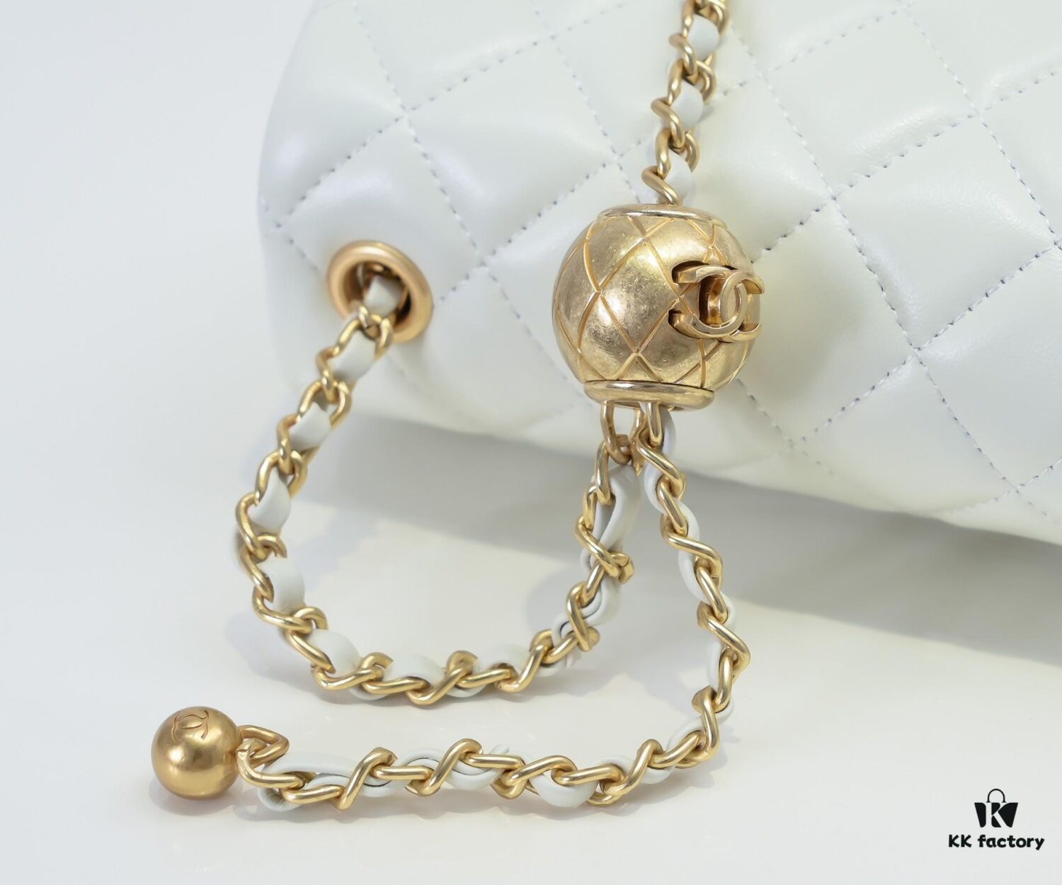 69305258f09edb6de4c4ee0e Large White Chanel CF Mini Chain Bag with Small Golden Ball Accent