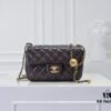 69305258f09edb6de4c4ee0f Large Chocolate Brown Chanel CF Mini Metal Flap Bag with Small Golden Ball Accent