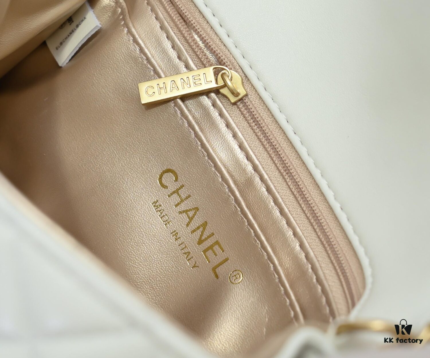 6930525af09edb6de4c4ee10 Large White Chanel CF Mini Chain Bag with Small Golden Ball Accent