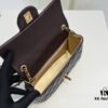 6930525cf09edb6de4c4ee13 Large Chocolate Brown Chanel CF Mini Metal Flap Bag with Small Golden Ball Accent