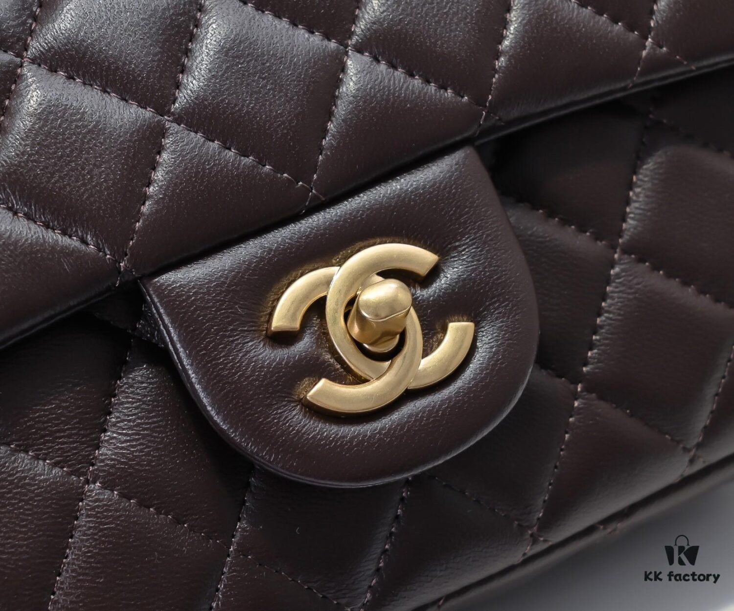 6930525df09edb6de4c4ee14 Large Chocolate Brown Chanel CF Mini Metal Flap Bag with Small Golden Ball Accent