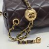 6930525df09edb6de4c4ee15 Large Chocolate Brown Chanel CF Mini Metal Flap Bag with Small Golden Ball Accent
