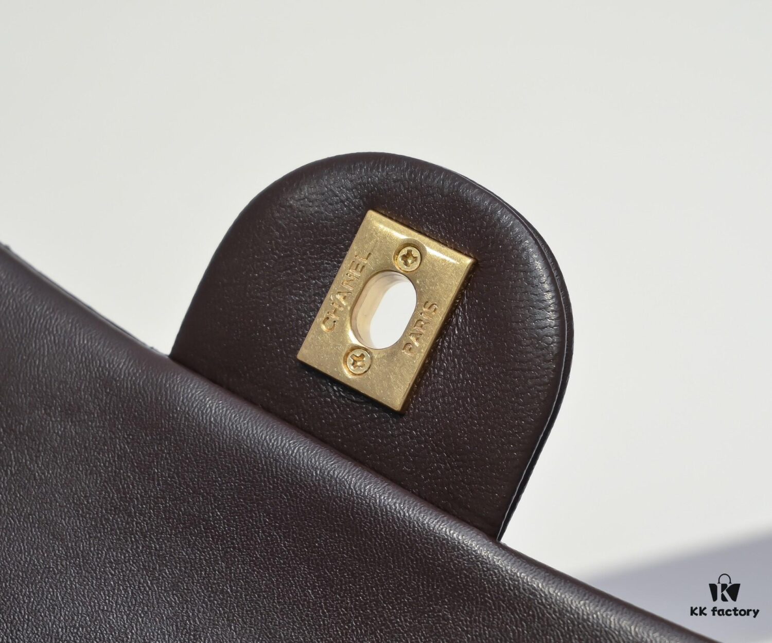6930525df09edb6de4c4ee16 Large Chocolate Brown Chanel CF Mini Metal Flap Bag with Small Golden Ball Accent