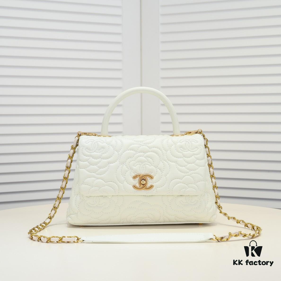693052a3f09edb6de4c4ee6b Chanel Unique Design Flap Bag with Chain Strap, Dual Carry (Shoulder & Handheld), Camellia Pattern, Premium Imported Lambskin, Upgraded Full Gold-Plated Hardware
