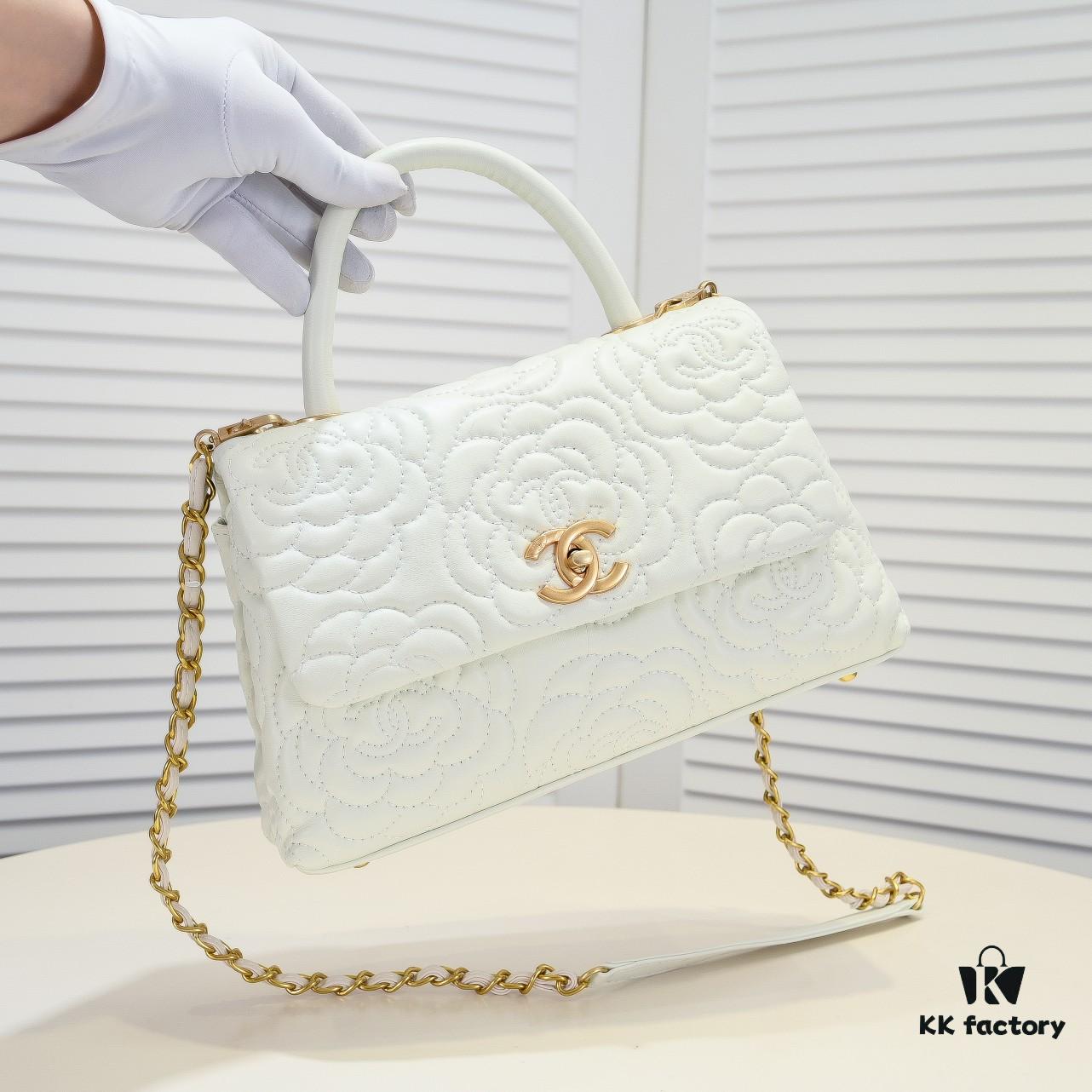 693052a8f09edb6de4c4ee70 Chanel Unique Design Flap Bag with Chain Strap, Dual Carry (Shoulder & Handheld), Camellia Pattern, Premium Imported Lambskin, Upgraded Full Gold-Plated Hardware