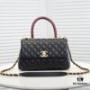 693052a8f09edb6de4c4ee71 Black and Red Chanel-Style Shoulder Handbag with Unique Clasp Design, Dual Carry Options (Handheld or Crossbody), Premium Imported Full-Grain Calfskin with Lychee Texture, Upgraded Gold-Tone Hardware