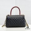 693052a9f09edb6de4c4ee73 Black and Red Chanel-Style Shoulder Handbag with Unique Clasp Design, Dual Carry Options (Handheld or Crossbody), Premium Imported Full-Grain Calfskin with Lychee Texture, Upgraded Gold-Tone Hardware
