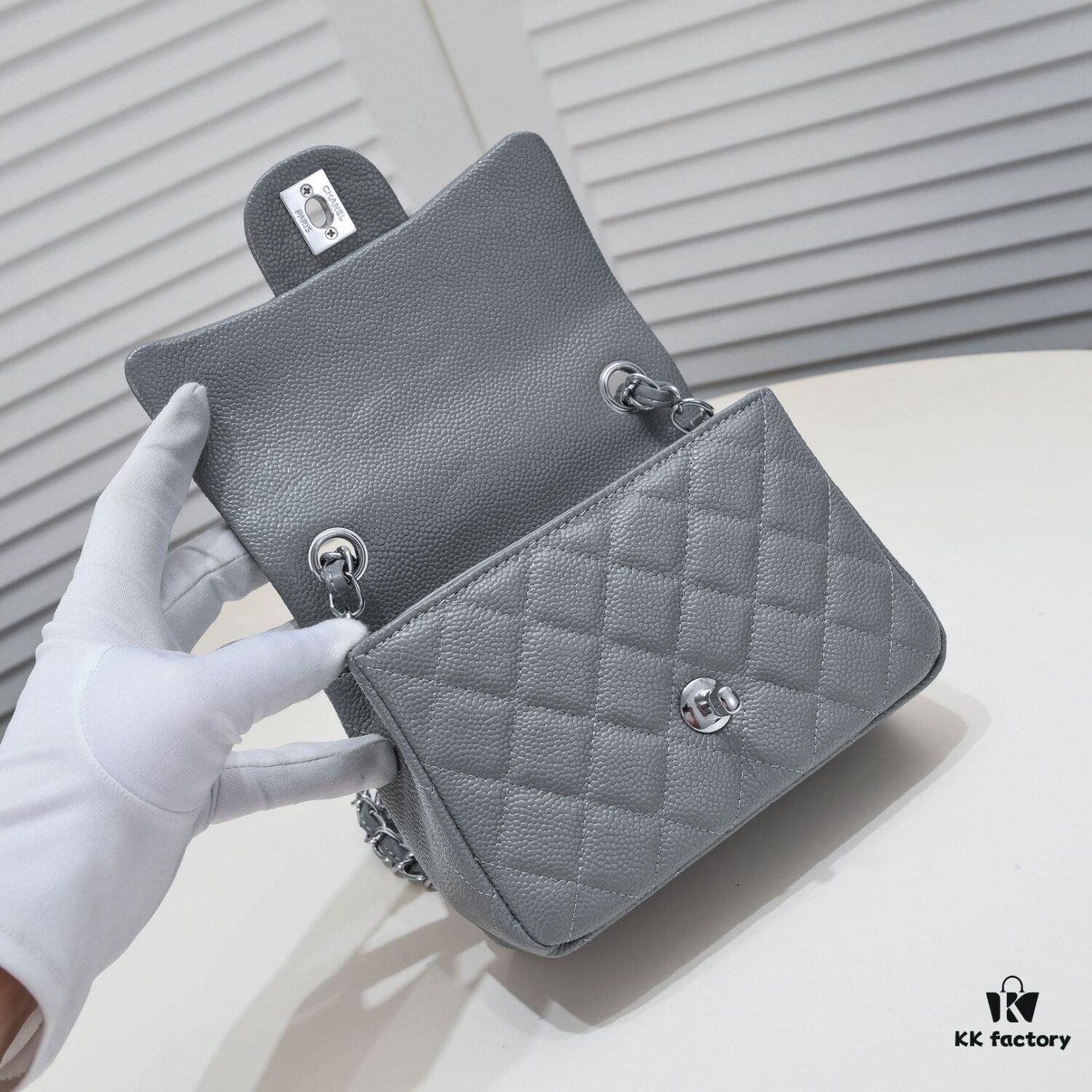 693052c0f09edb6de4c4ee8c Gray Chanel Triangle Bike Bag - High-Quality Cowhide, One-to-One Replication, Premium Craftsmanship
