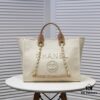 693052fef09edb6de4c4eeef Chanel Tote Bag - Striped Canvas Beach Shopping Bag with Chain, Resort Style for Spring and Summer