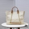 693052fff09edb6de4c4eef2 Chanel Tote Bag - Striped Canvas Beach Shopping Bag with Chain, Resort Style for Spring and Summer