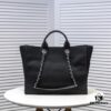 69305301f09edb6de4c4eef7 Chanel Tote Bag - Spring and Summer Striped Canvas Beach Shopping Bag with Chain Detail