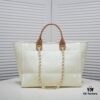 69305317f09edb6de4c4ef16 Chanel Tote Bag Spring and Summer Resort Style Canvas Beach Bag with Chain Stripes