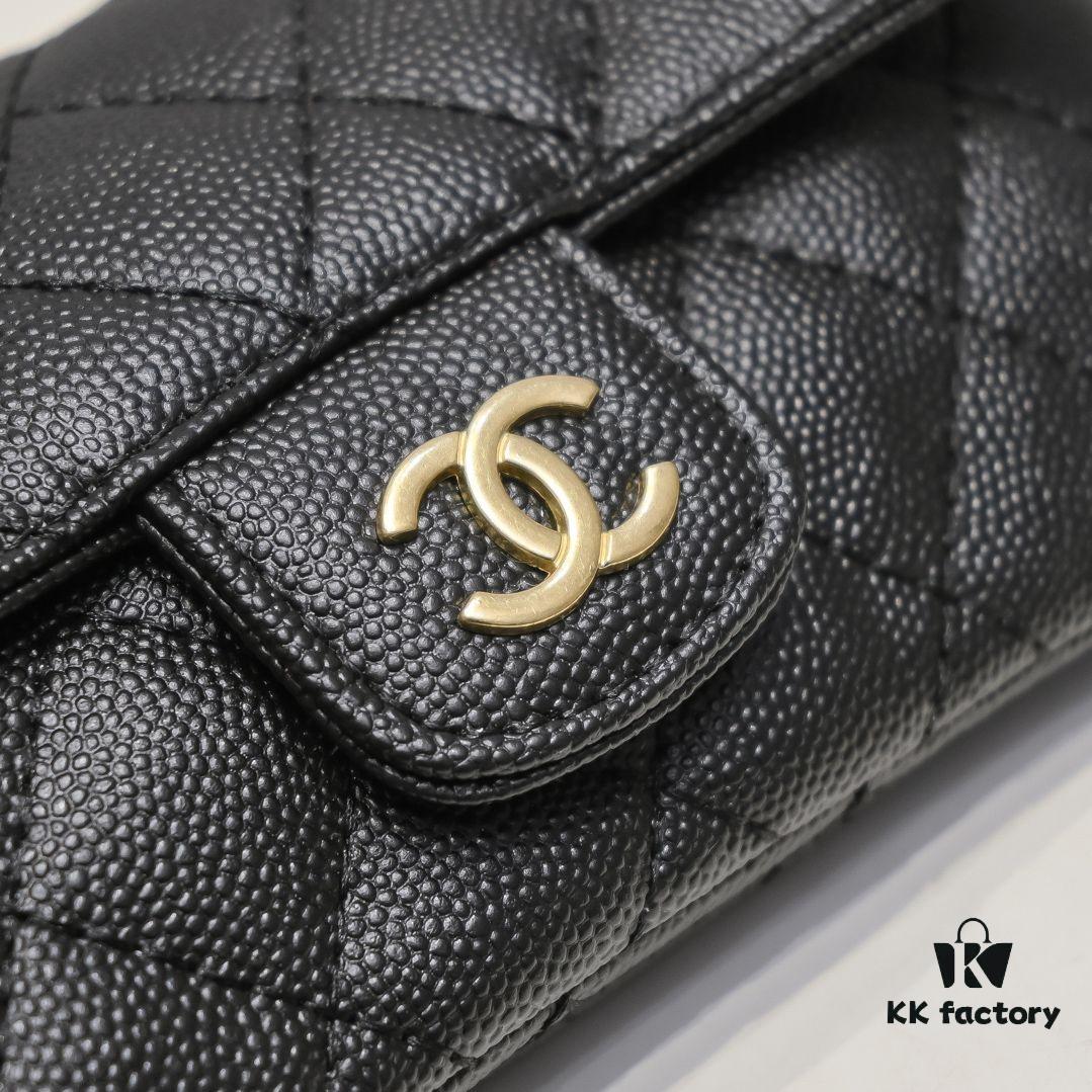 6930531ef09edb6de4c4ef25 Cowhide Quilted Chanel Sunglasses Case with Ice Cream Side Design, Adjustable Strap, Light Gold Metal Trim