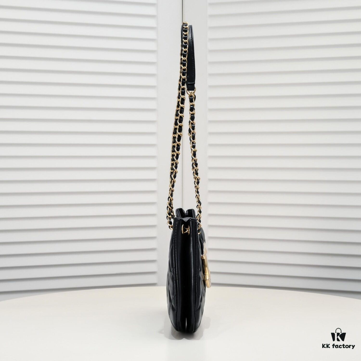 Chanel 24C Retro Large LOGO Hobo Bag in Black Lambskin