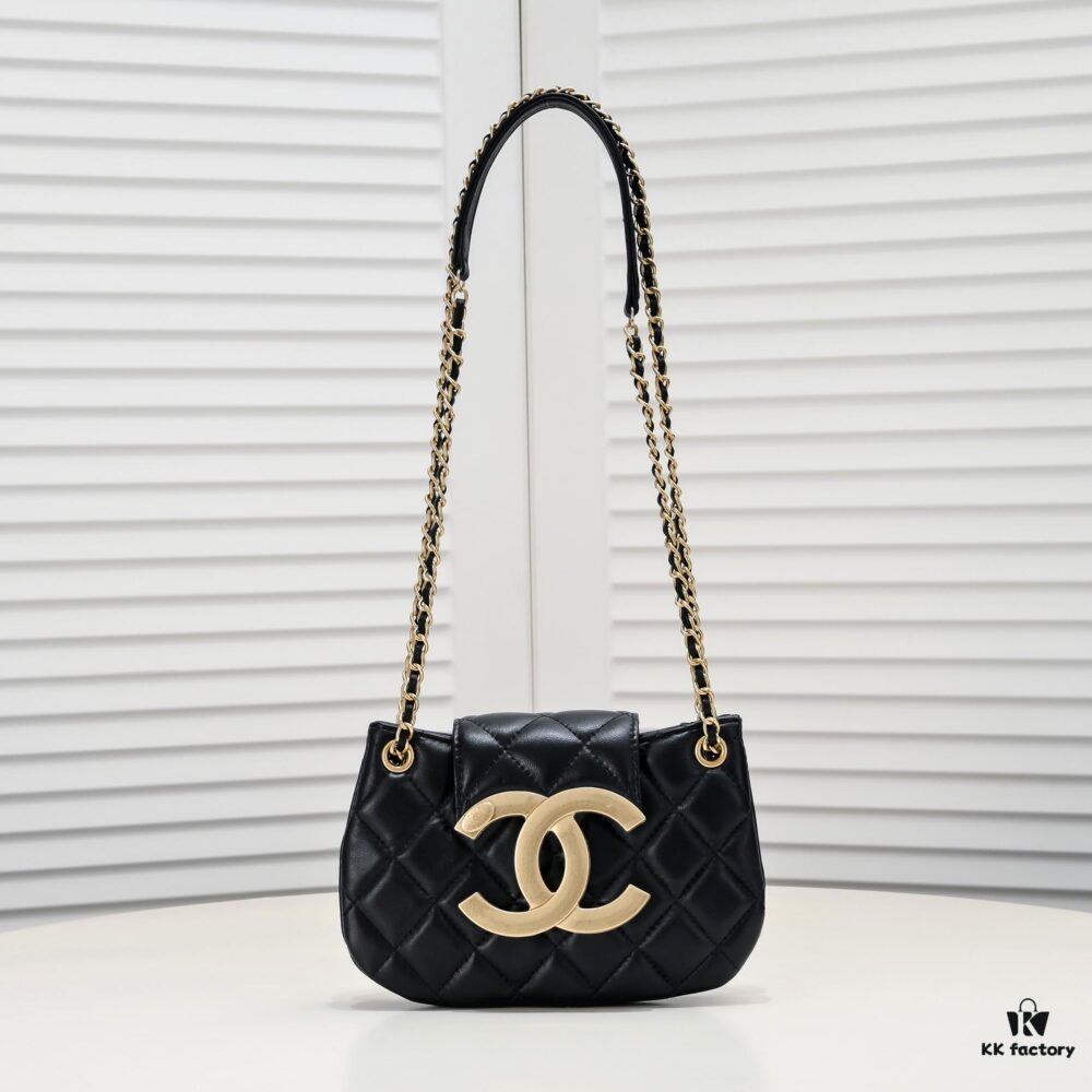 6930533ef09edb6de4c4ef58 Chanel 24C Retro Large Logo Hobo Shoulder Bag in Black Lambskin