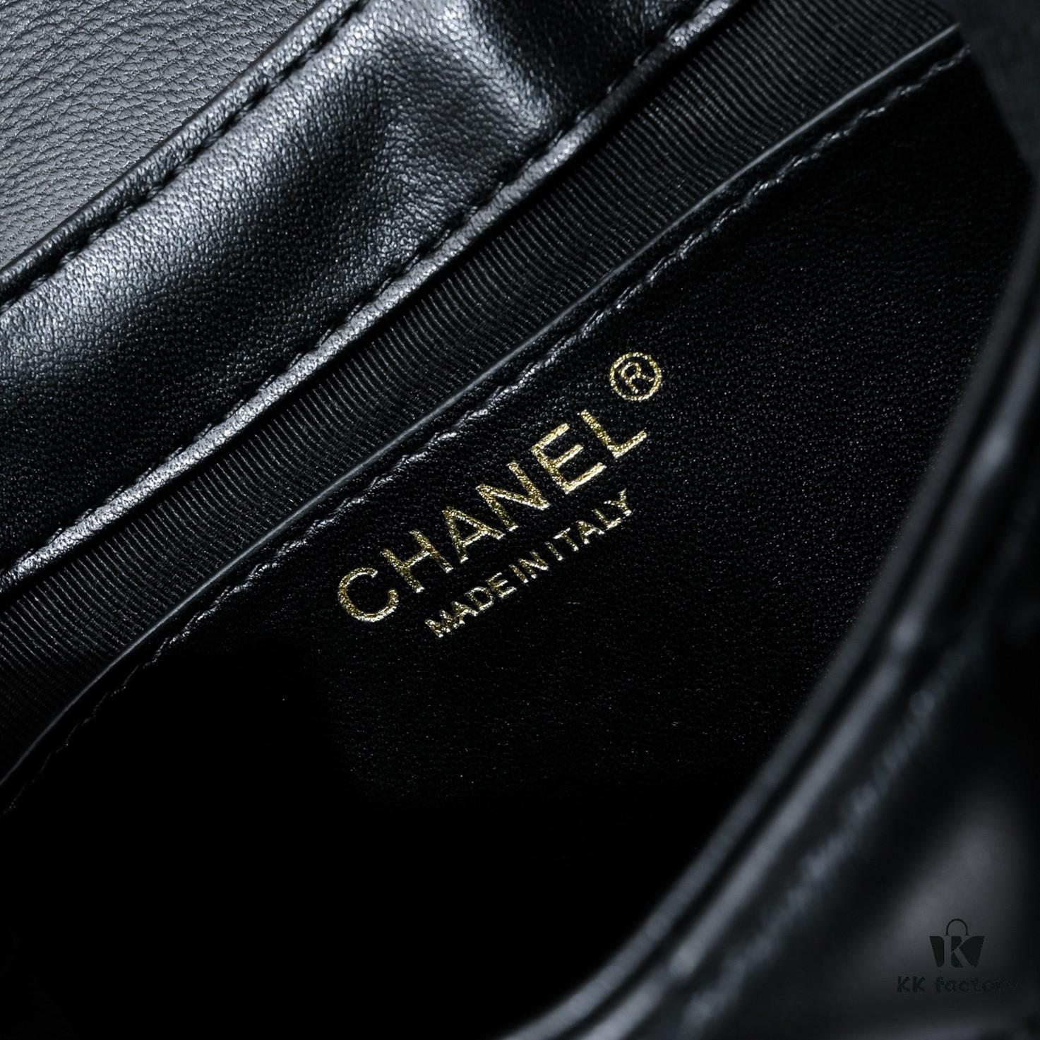 69305342f09edb6de4c4ef5f Chanel 24C Retro Large Logo Hobo Shoulder Bag in Black Lambskin