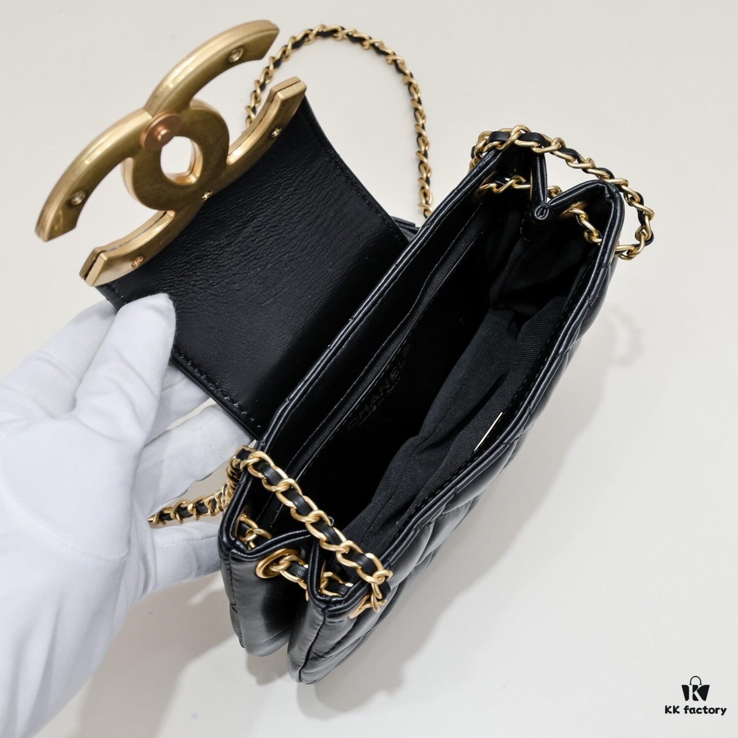 69305343f09edb6de4c4ef60 Chanel 24C Retro Large Logo Hobo Shoulder Bag in Black Lambskin