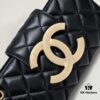 69305346f09edb6de4c4ef64 Chanel 24C Retro Large Logo Baguette Mini in Black Lambskin