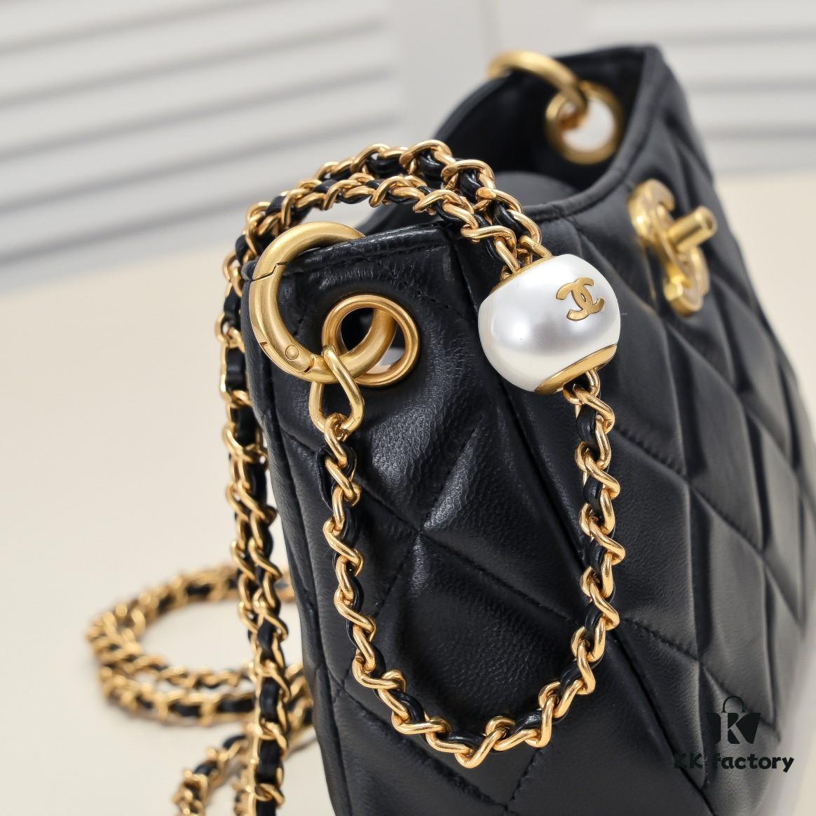 6930534cf09edb6de4c4ef6f CHANEL 24S Pearl Adjustable Hobo Bag in Soft Lambskin