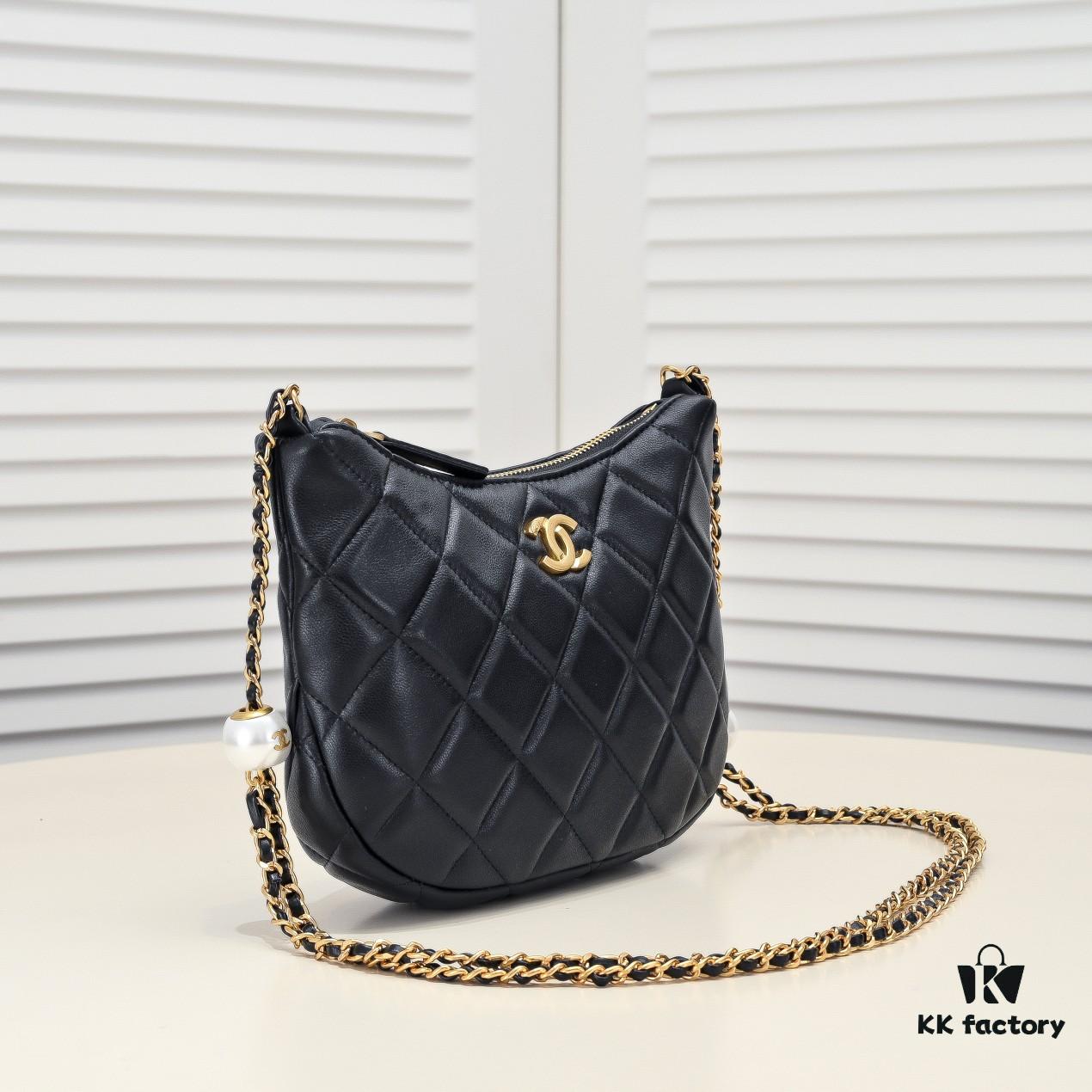CHANEL 24S Pearl Adjustable Hobo Bag in Soft Lambskin