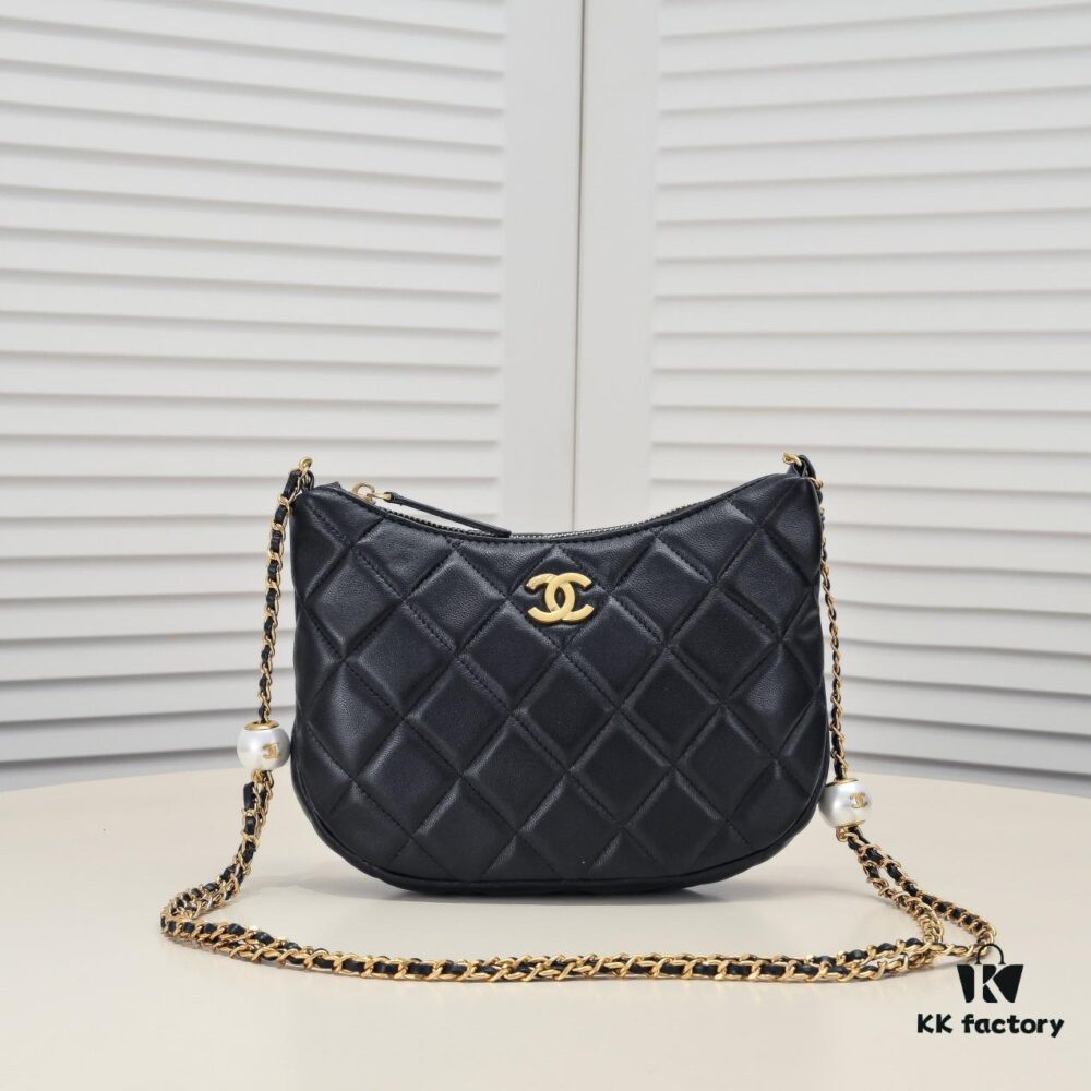 69305354f09edb6de4c4ef7a CHANEL 24S Pearl Adjustable Hobo Bag in Soft Lambskin