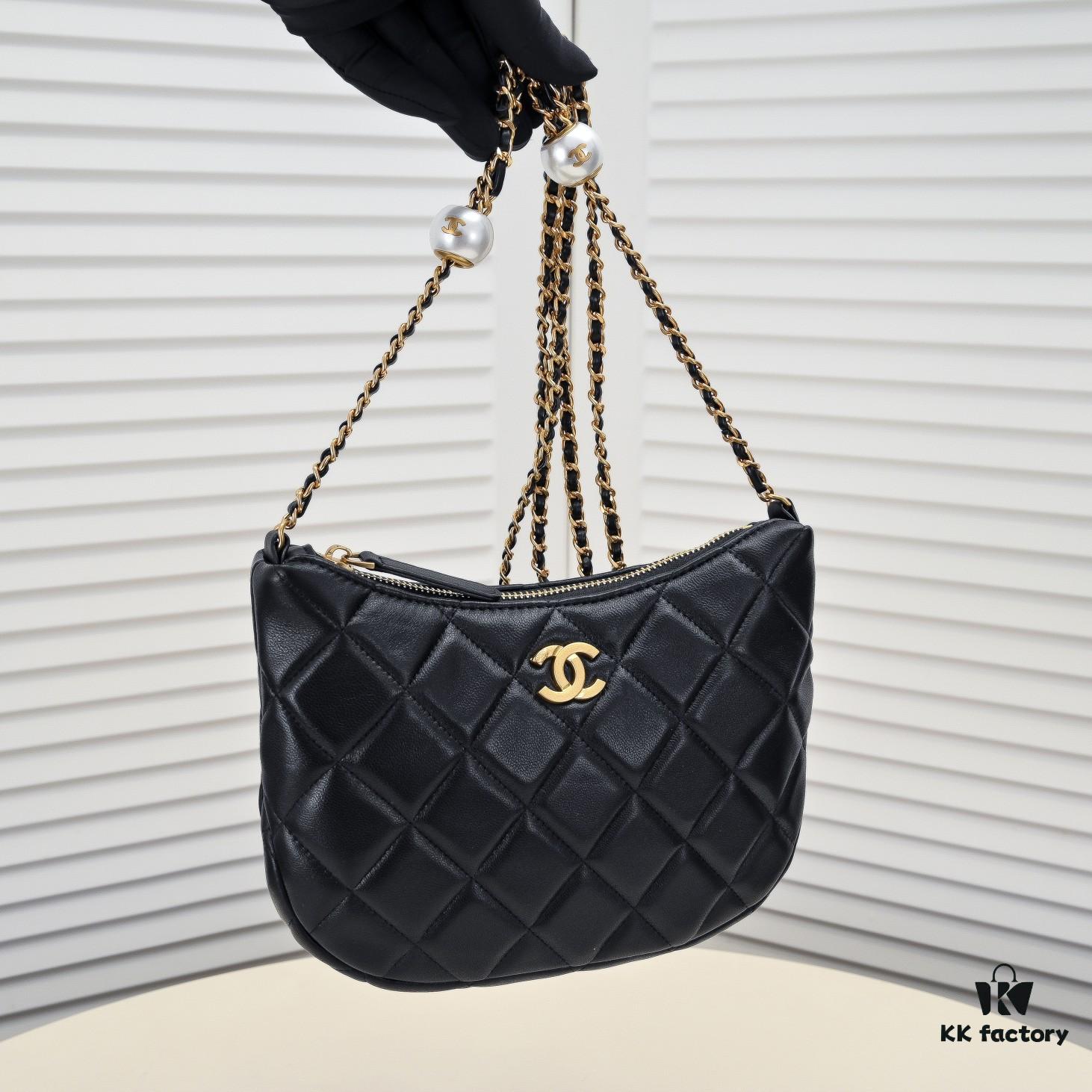 CHANEL 24S Pearl Adjustable Hobo Bag in Soft Lambskin