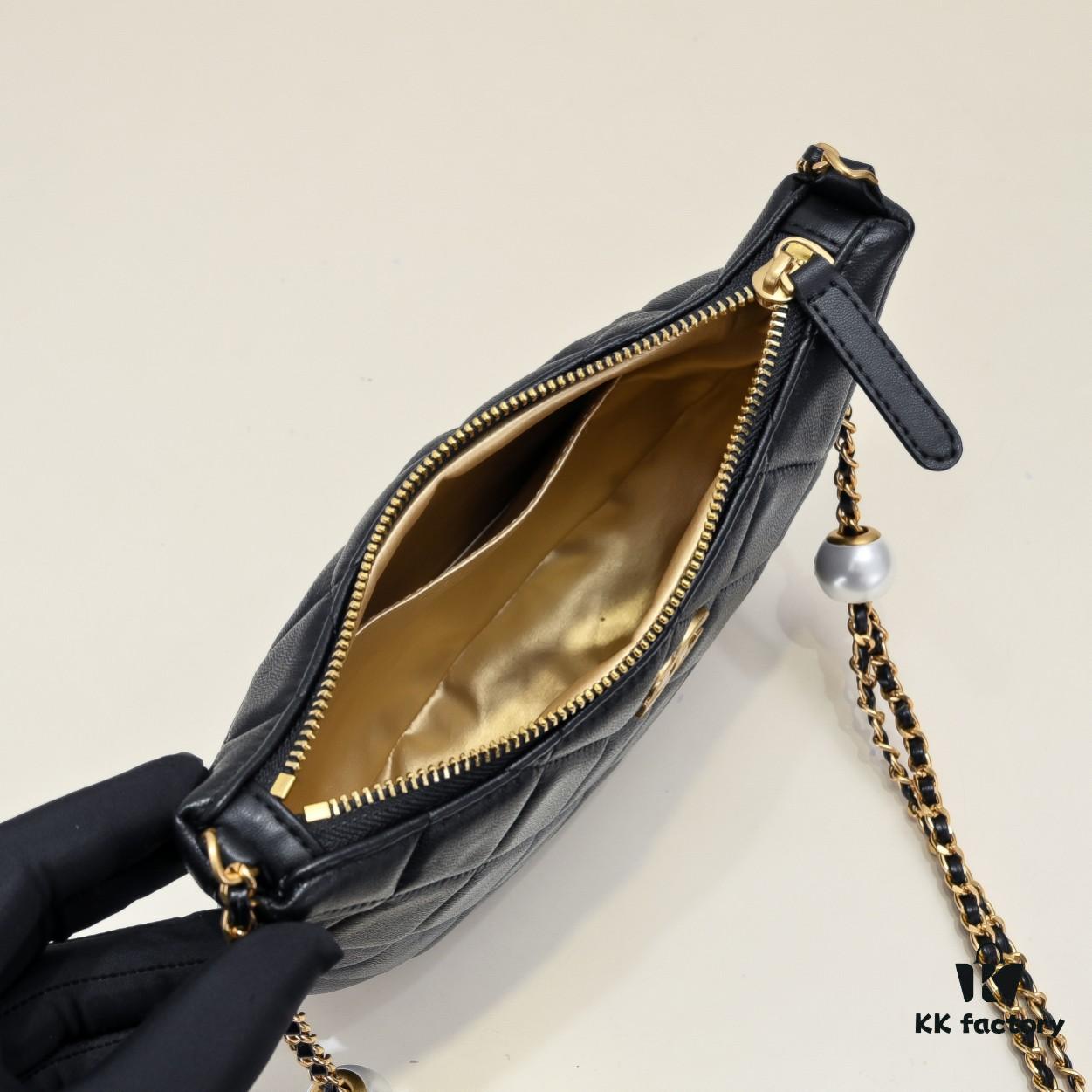 CHANEL 24S Pearl Adjustable Hobo Bag in Soft Lambskin