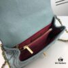 6930535cf09edb6de4c4ef8a Large Misty Blue Chanel-Style Flap Bag with Unique Design, Dual Carry Tote and Shoulder Option