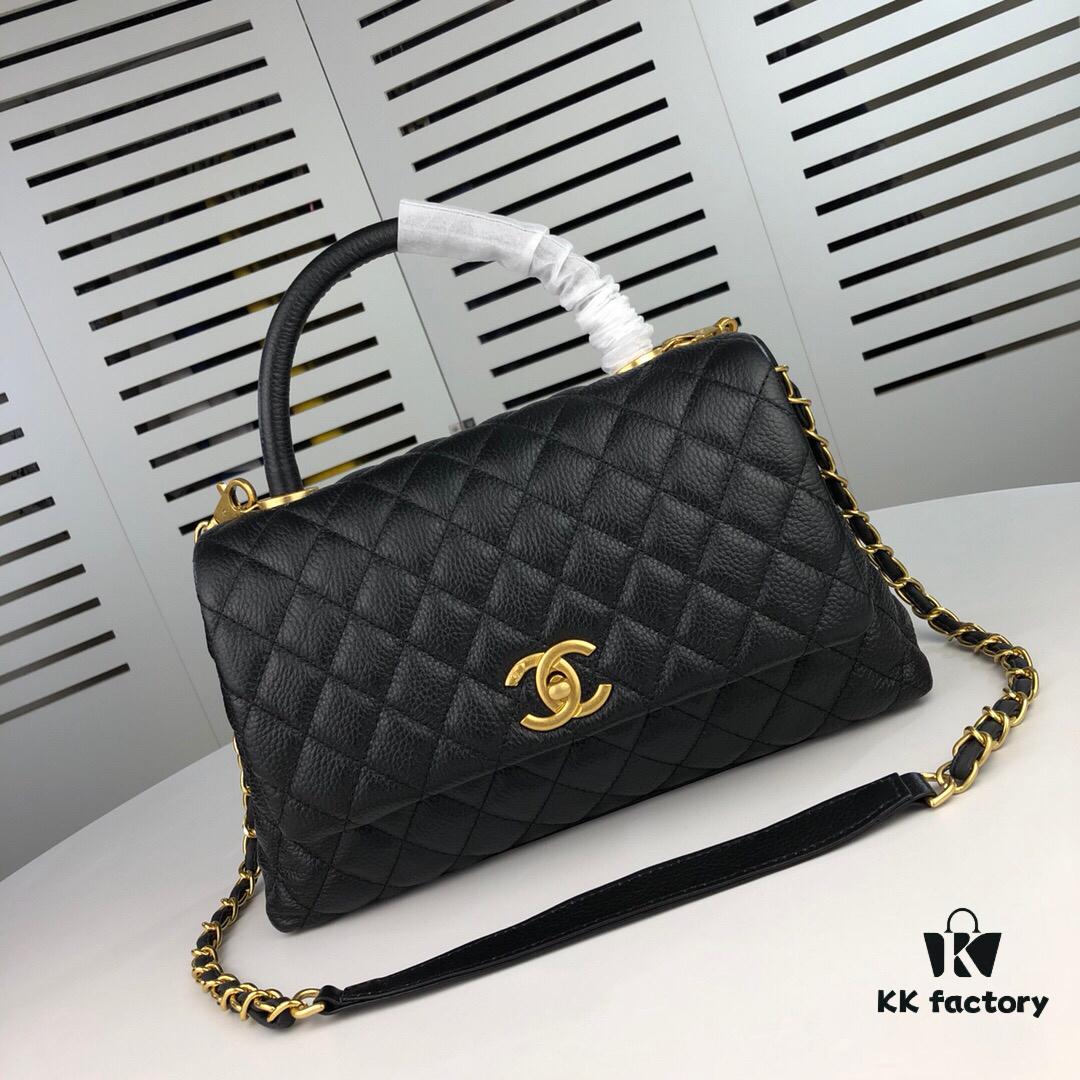 69305360f09edb6de4c4ef92 Large Black Chanel Unique Design Flap Bag – Dual Shoulder and Handheld Carry