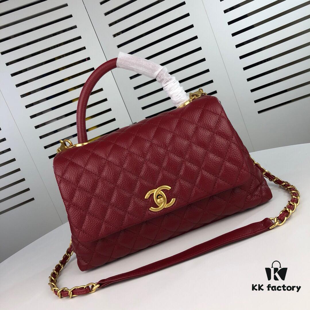 69305367f09edb6de4c4ef9c Large Burgundy Chanel-Style Tote Bag with Unique Flap Design, Dual Carry Options (Shoulder & Handheld)