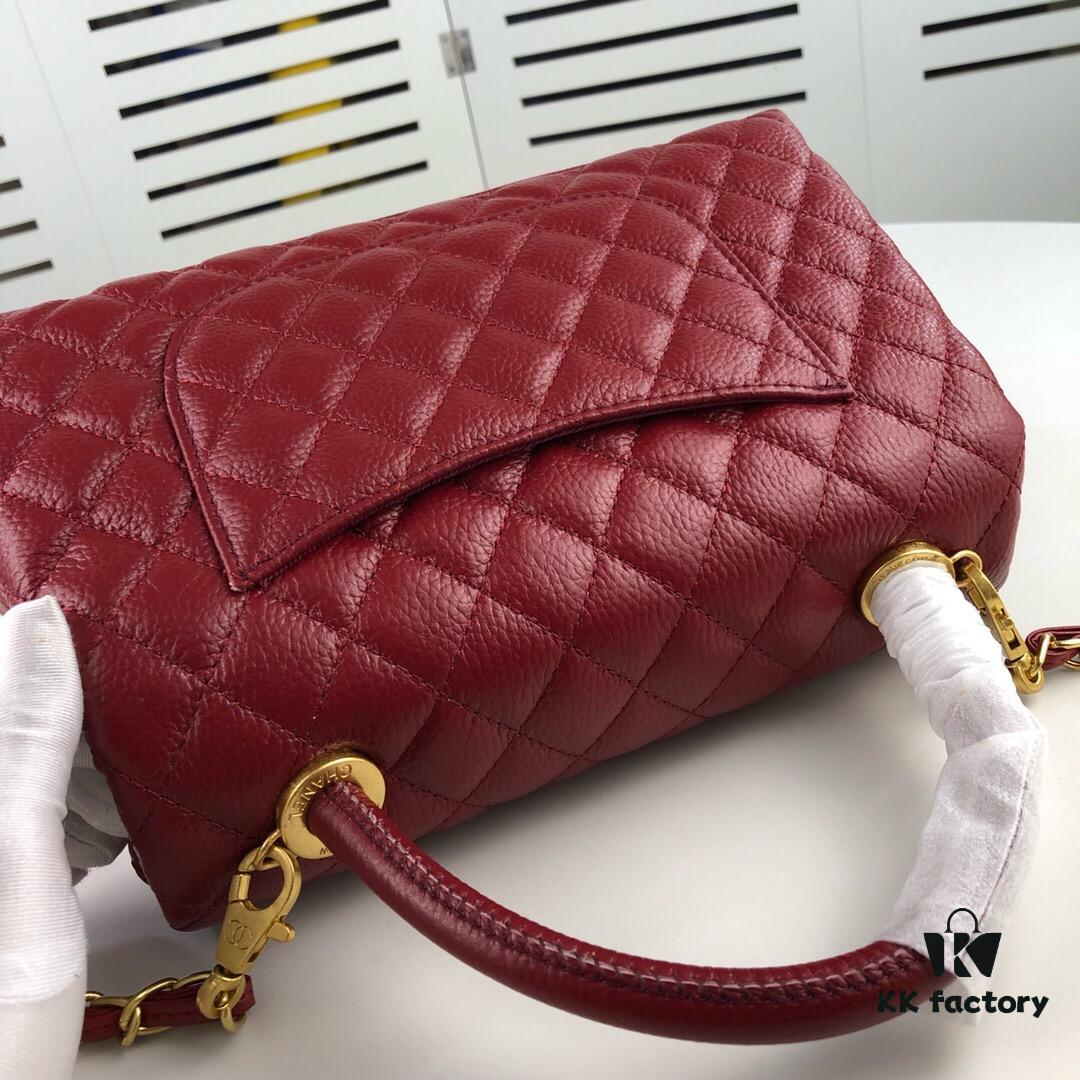 69305369f09edb6de4c4ef9f Large Burgundy Chanel-Style Tote Bag with Unique Flap Design, Dual Carry Options (Shoulder & Handheld)