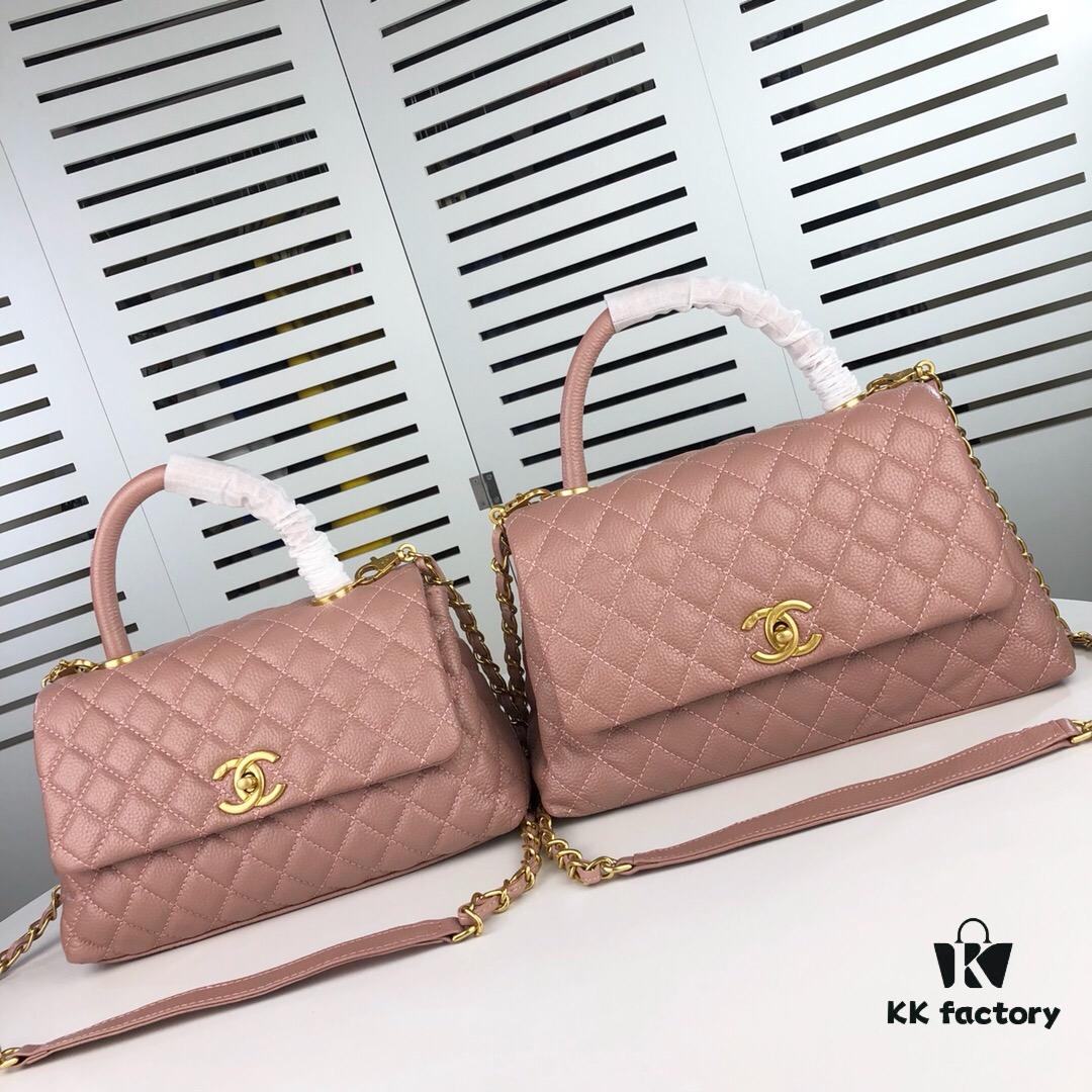 6930536df09edb6de4c4efa3 Large Pink Chanel Flap Bag with Unique Design, Dual Carry Tote and Shoulder Bag, Premium Imported Full-Grain Calfskin with Lychee Texture, Upgraded Gold-Tone Hardware