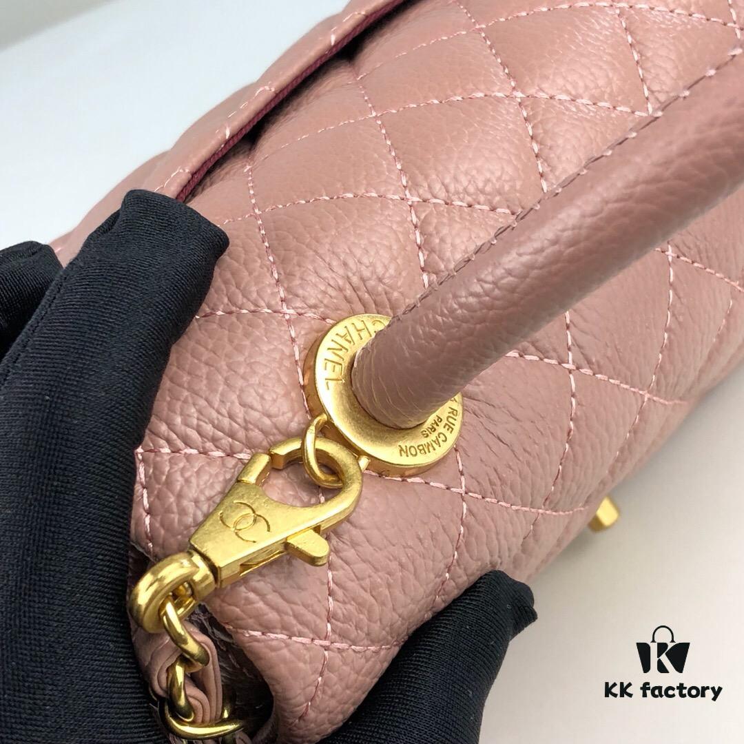 69305371f09edb6de4c4efa9 Large Pink Chanel Flap Bag with Unique Design, Dual Carry Tote and Shoulder Bag, Premium Imported Full-Grain Calfskin with Lychee Texture, Upgraded Gold-Tone Hardware