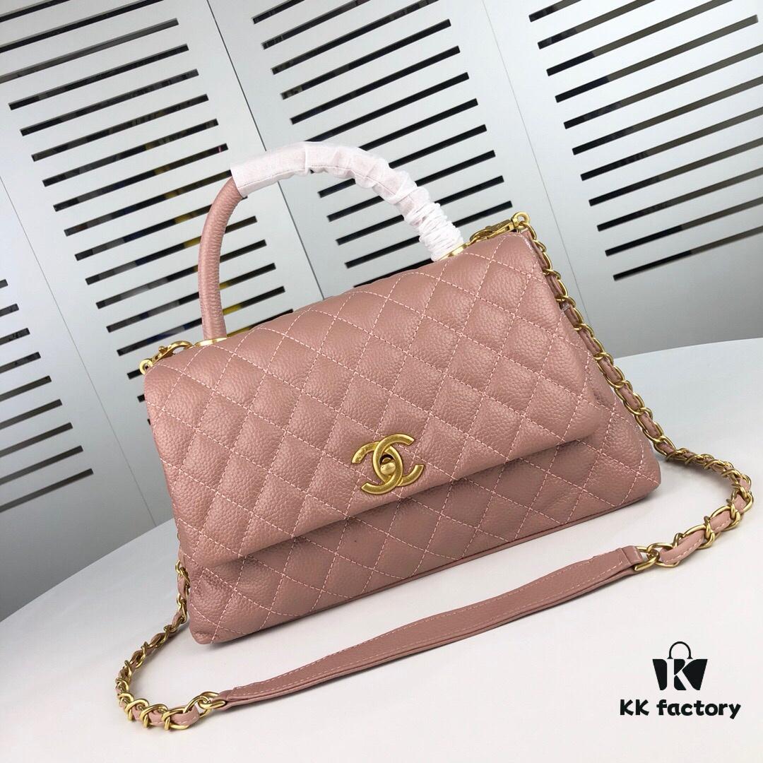 69305371f09edb6de4c4efaa Large Pink Chanel Flap Bag with Unique Design, Dual Carry Tote and Shoulder Bag, Premium Imported Full-Grain Calfskin with Lychee Texture, Upgraded Gold-Tone Hardware