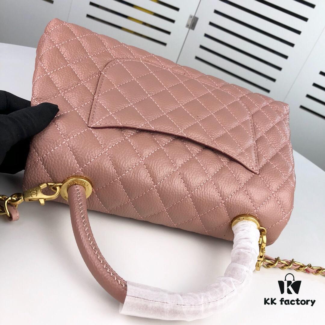 69305372f09edb6de4c4efab Large Pink Chanel Flap Bag with Unique Design, Dual Carry Tote and Shoulder Bag, Premium Imported Full-Grain Calfskin with Lychee Texture, Upgraded Gold-Tone Hardware