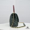 Emerald Green and Red Handcrafted Chanel-Style Shoulder & Handheld Flap Bag