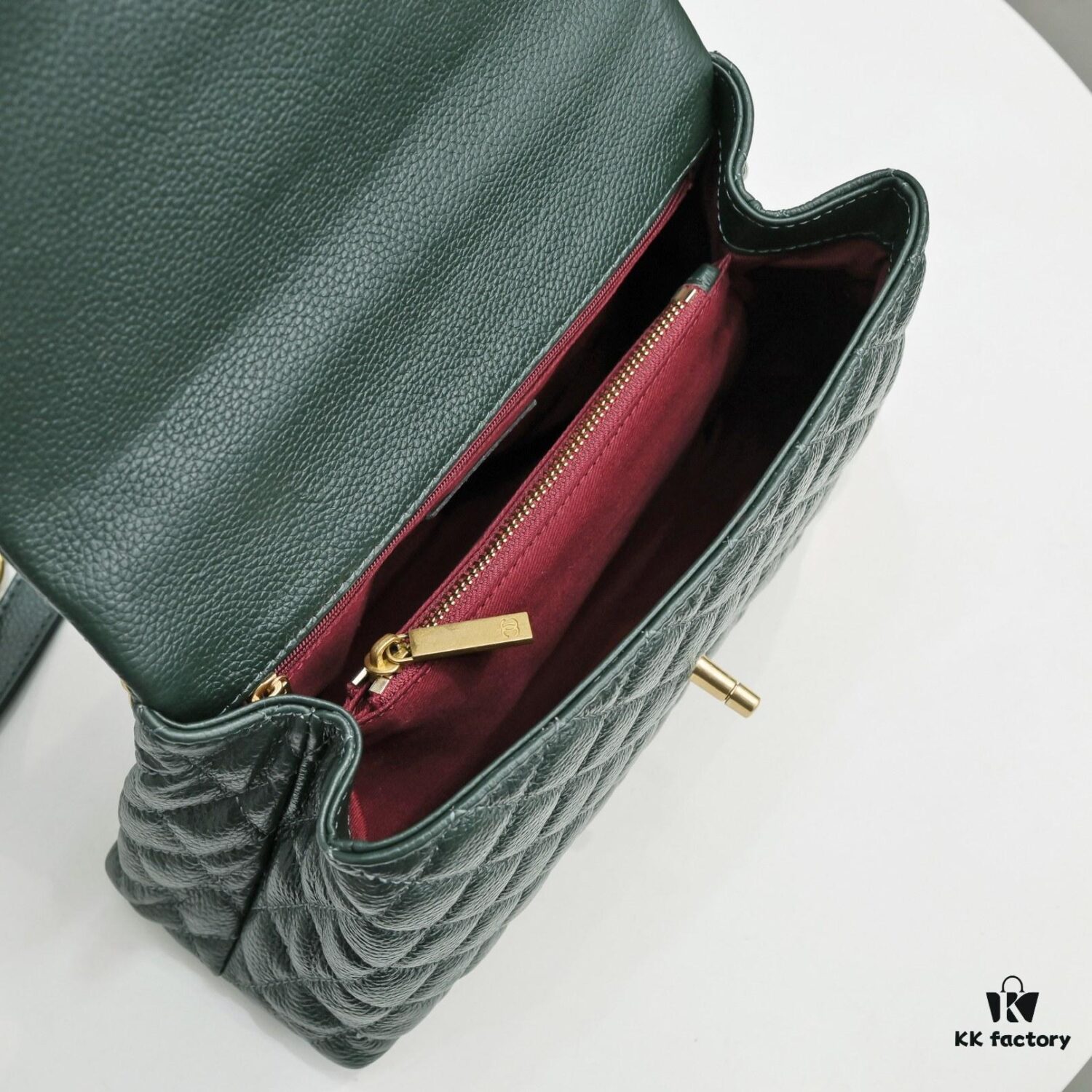 Emerald Green and Red Handcrafted Chanel-Style Shoulder & Handheld Flap Bag